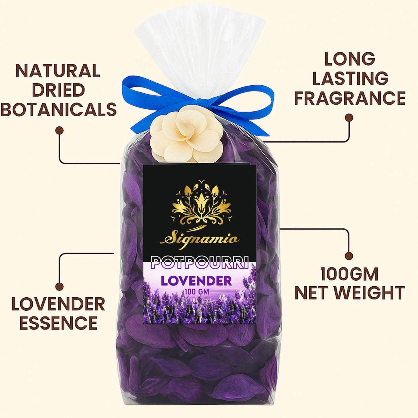 SIGNAMIO Potpourri Flowers - Dry Flowers for Decoration, Scented Dry Flower Mix for Home Decor, Natural Fragrance, Floral Arrangement, Aromatic Bowl Filler, Gift Basket Filler - Multi Flavour