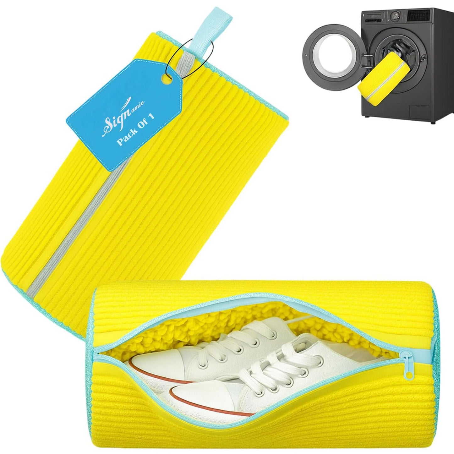Signamio Shoe Washing Machine Bag - Durable Shoe Cleaning Bag for Laundry - Protective for Sneakers, Delicates, and More - Mesh Design with Secure Zipper Closure