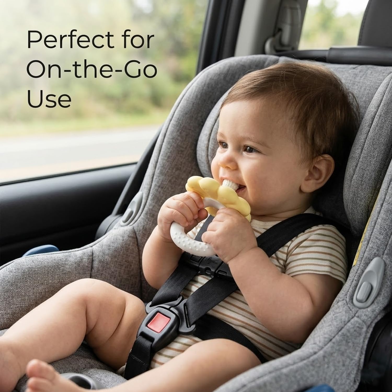Signamio Silicone Teether for Baby, BPA Free - Food Grade, Non Toxic PVC Free, Easy Grip Handle, Soft Edges, Baby Teethers for 6 to 12 Months, Teethers for 3 to 6 Months, Soft - Yellow