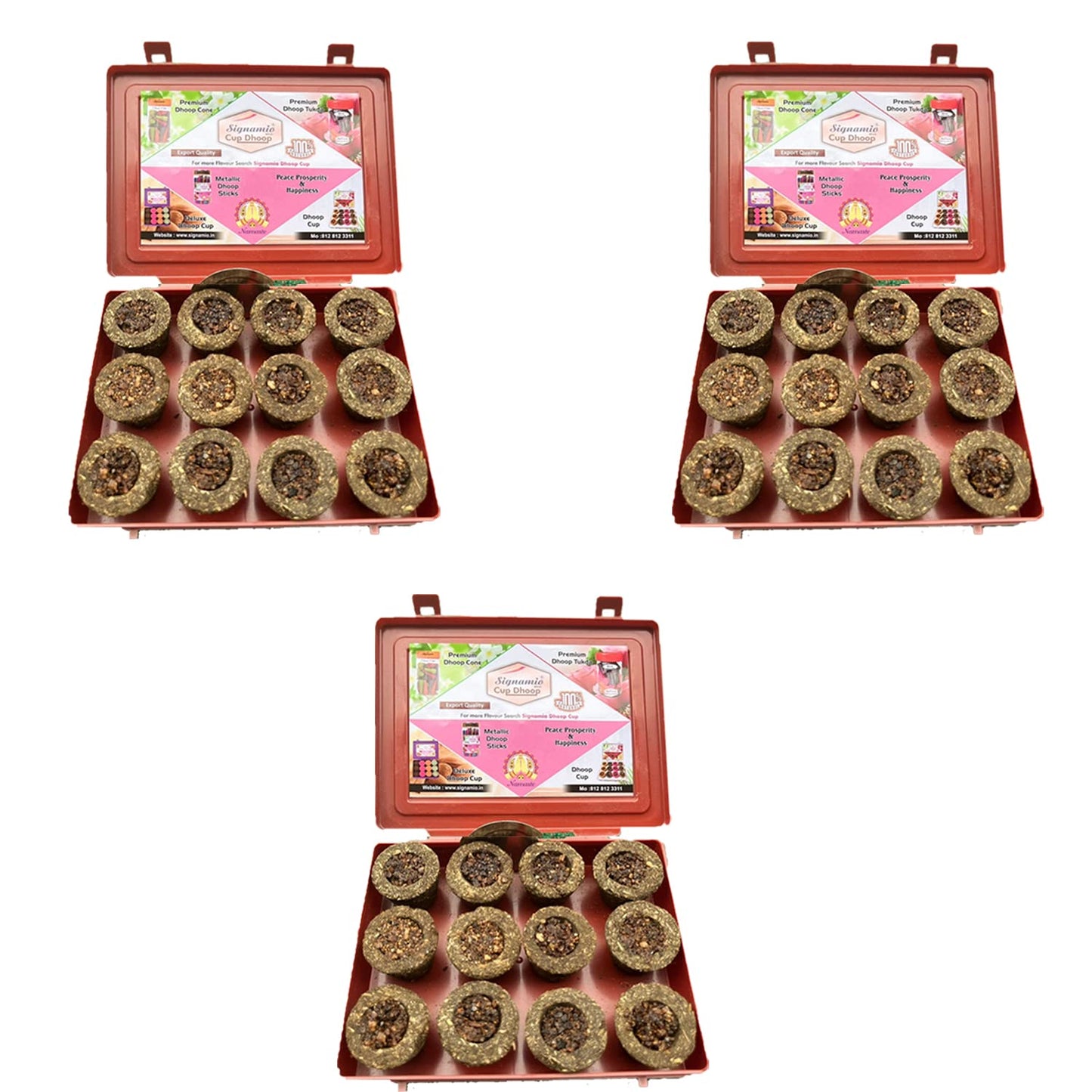 SIGNAMIO Wood Navgrah Sambrani Havan Dhoop Cup for Pooja With Divine Fragrance(Pack Of 3, 36 Cups)For Home & Office, Yoga, Puja, Prayer, Festival, Meditation & Spiritual Events