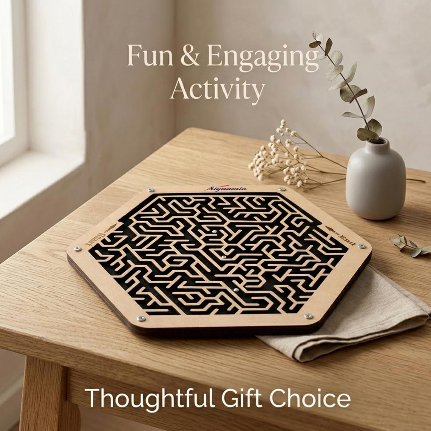 SIGNAMIO® Indoor Wooden Puzzle Game Hexagon Maze Ball - Engaging Mind Games for Kids & Adults, Perfect Brain Teaser & Time Pass Activity, Ideal Wooden Board Game for All Ages