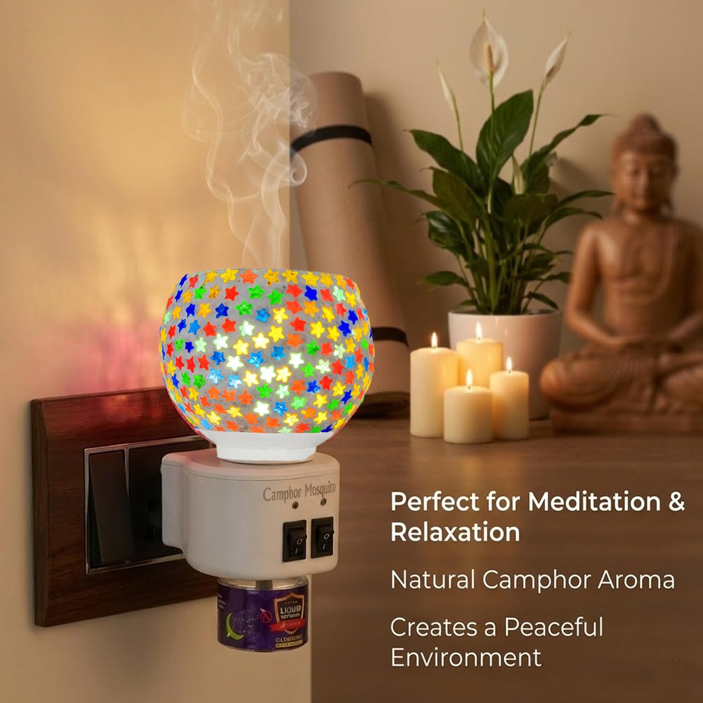 Signamio 3 in 1 Multi-Functional Camphor Diffuser Burner - Kapoor Dani Electrical Camphor with Night Lamp & Mosquito Repellent | Kapoor Dani for Home Fragrance and Ambient Lighting DN-27