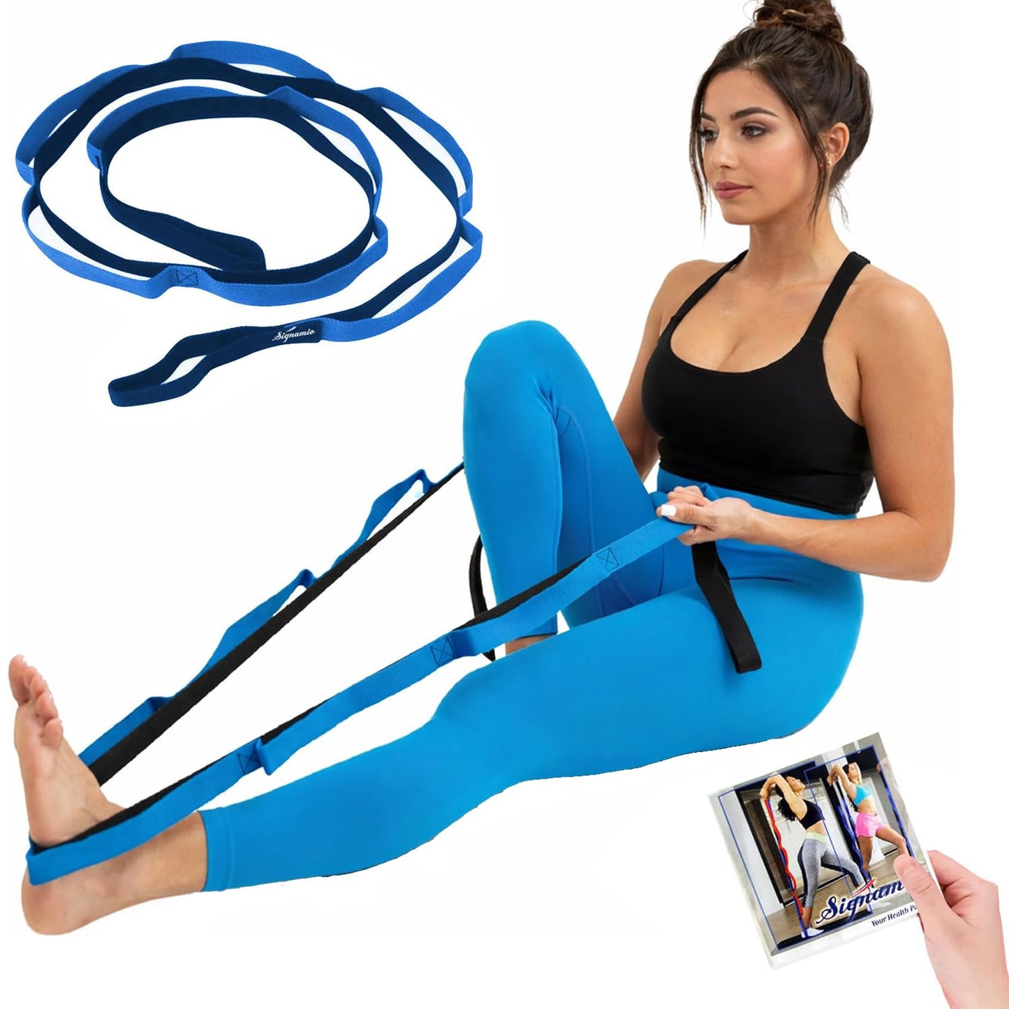 Signamio Yoga Belt for Women - Premium Stretching Belt for Exercise & Hamstring Stretch Strap - Essential Yoga Accessories for Flexibility & Strength Training-8 Loop