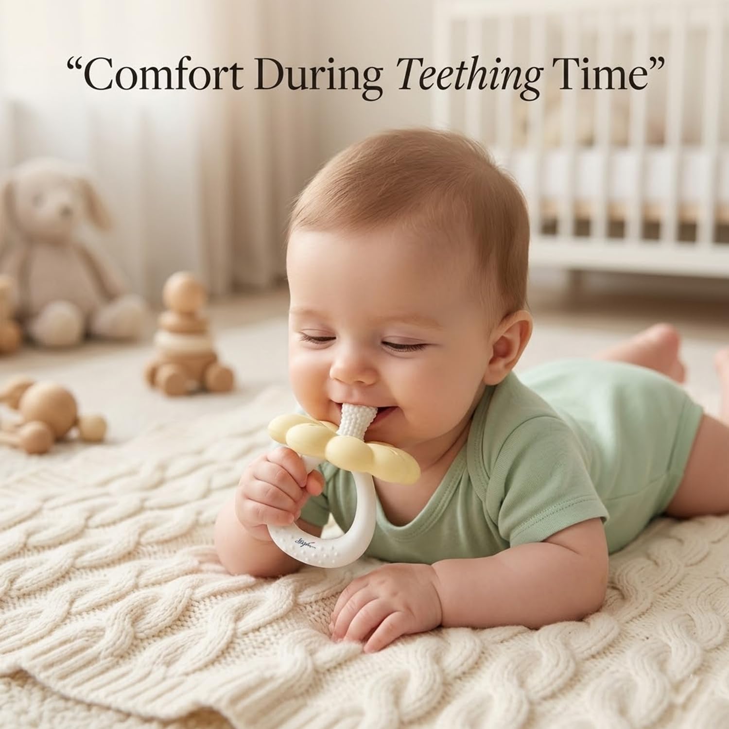 Signamio Silicone Teether for Baby, BPA Free - Food Grade, Non Toxic PVC Free, Easy Grip Handle, Soft Edges, Baby Teethers for 6 to 12 Months, Teethers for 3 to 6 Months, Soft - Yellow