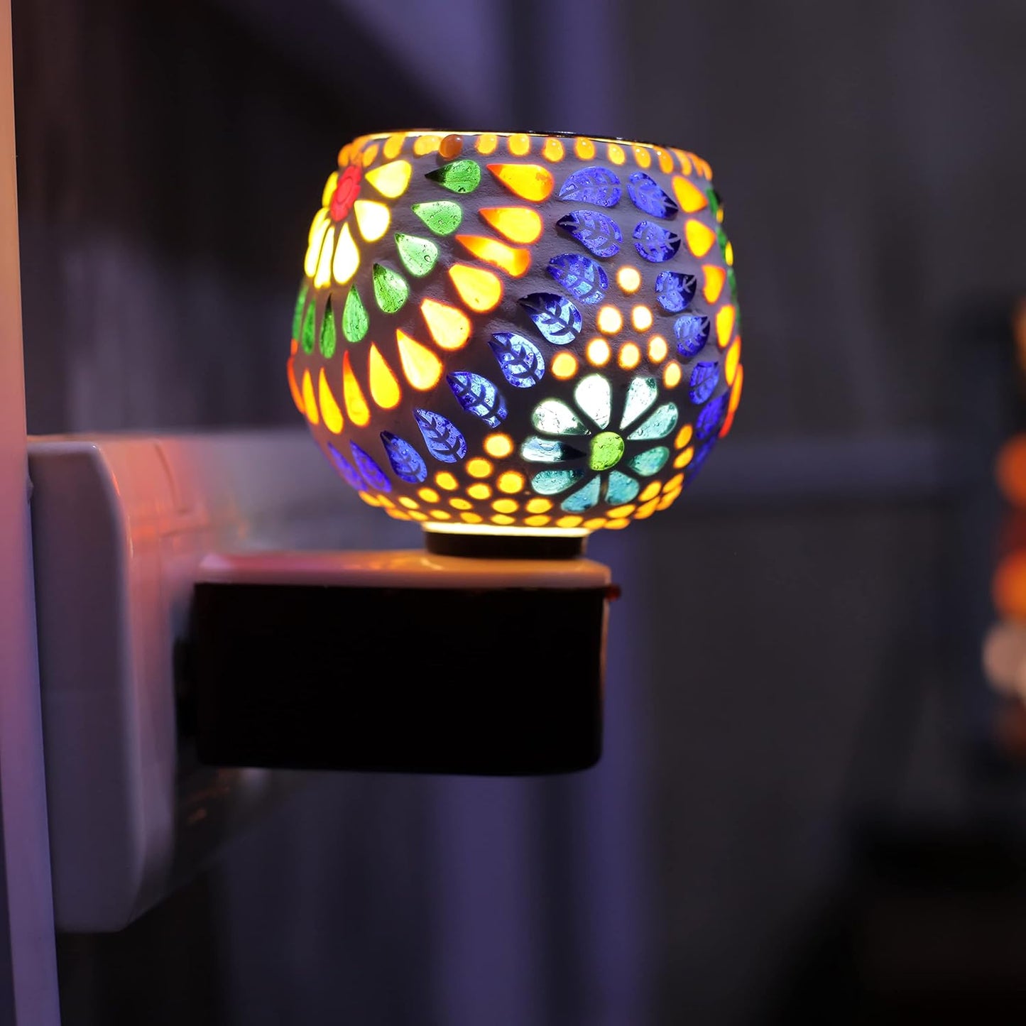 SIGNAMIO Multi Color 2 in 1 Kapoor Dani Electric Camphor Diffuser Burner & Aroma Diffuser Home Fragrance with Night Lamp, Perfect for Pooja Rooms & Daily Room Freshener Needs - DN-3
