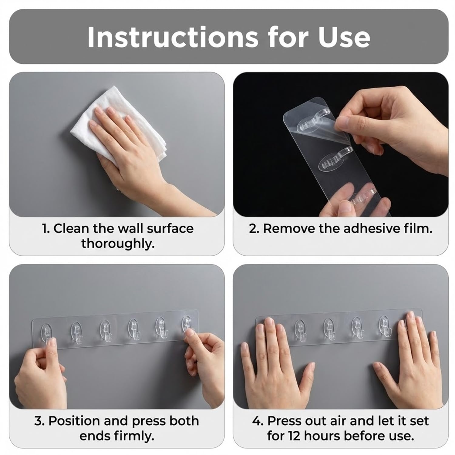 SIGNAMIO 6-in-1 Wall Hooks for Hanging - Heavy Duty Hooks for Wall Heavy Items - Self Adhesive Wall Hook Plate - Sturdy - Ideal for Home and Office