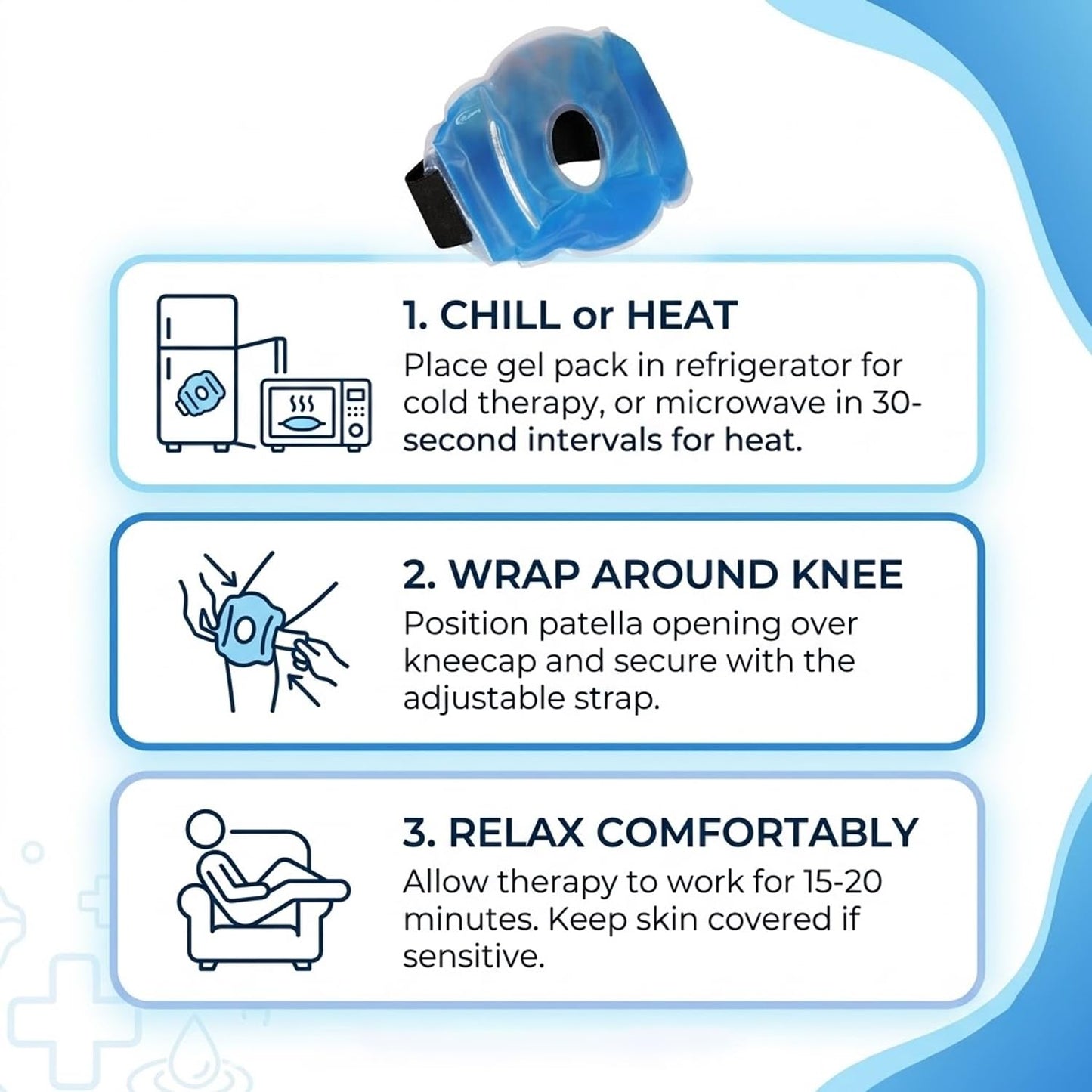 SIGNAMIO® Knee Pain Relief Ice Pack Wrap with Strap - Cold Gel Pad for Knee and Foot Cooling, Pain Relief Pad - 1 Pcs