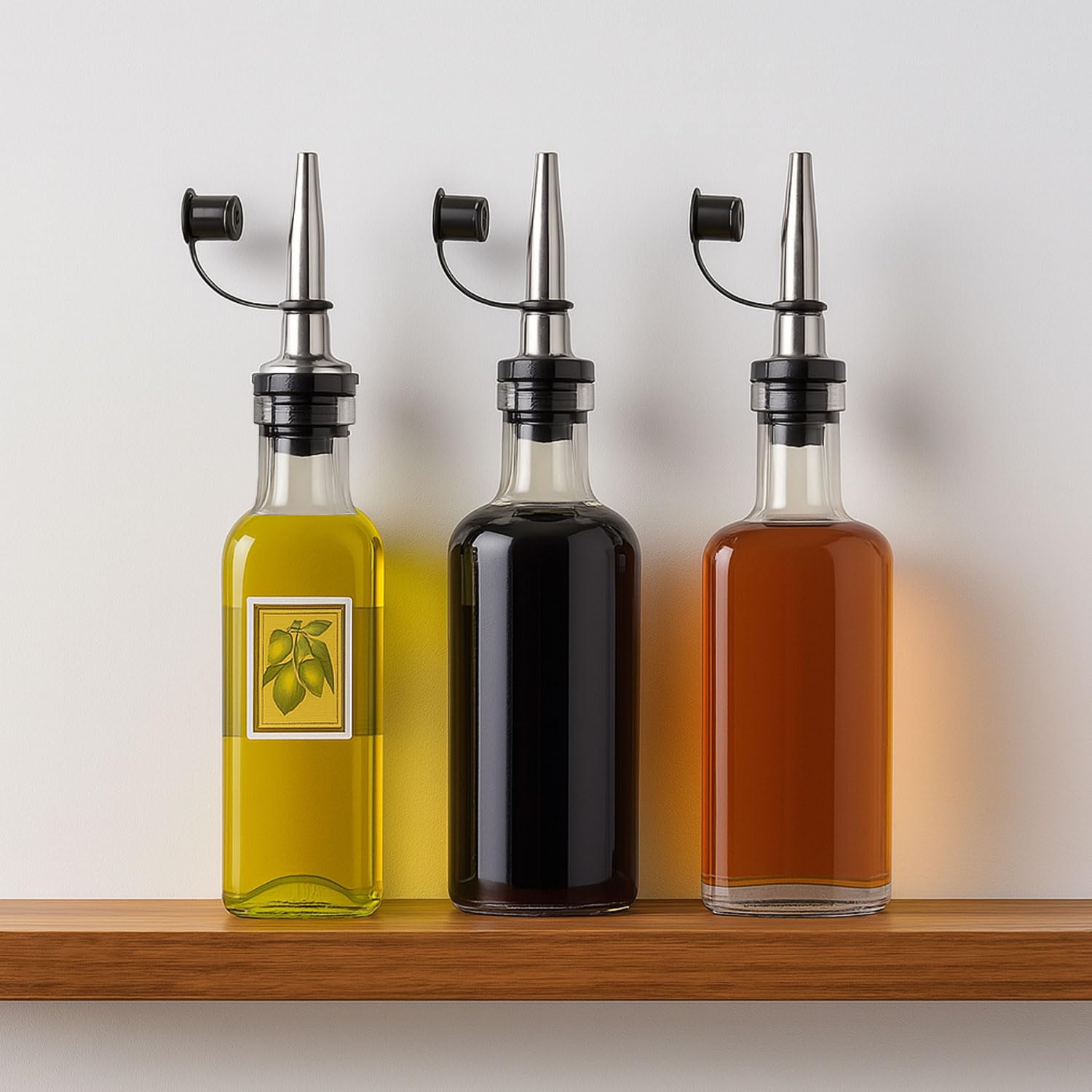 Signamio 3 Pcs Liquor Dispenser Oil Pourer and Oil Bottle Cap - Premium Oil Dispenser Nozzle Cap for Precise Pouring and Leak-Proof Seal, Ideal for Kitchen Use