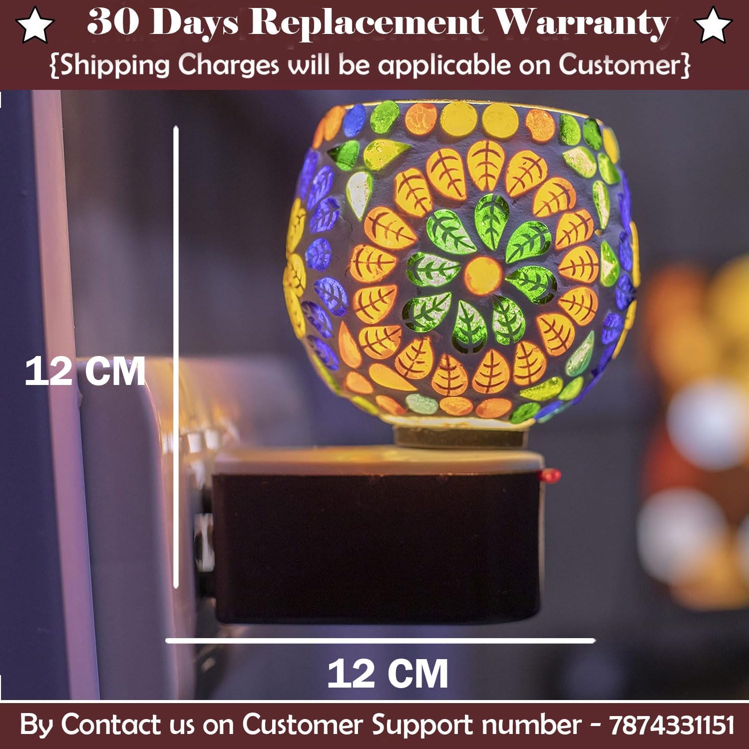 SIGNAMIO Multi Color 2 in 1 Kapoor Dani Electric Camphor Diffuser Burner & Aroma Diffuser Home Fragrance with Night Lamp, Perfect for Pooja Rooms & Daily Room Freshener Needs - DN-547