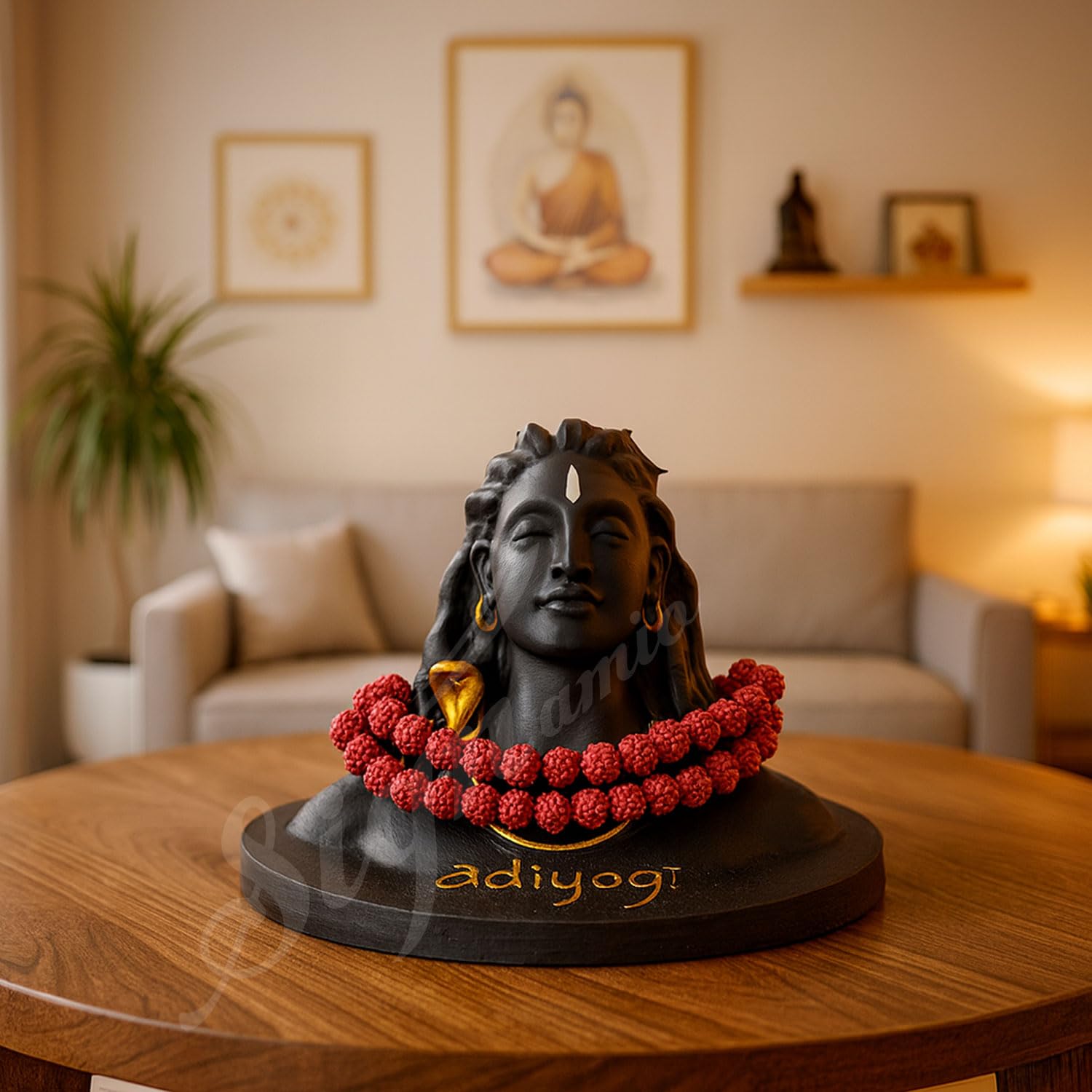 SIGNAMIO® Lord god Mahadev Bholenath Shivji Adiyogi Shiva Statue Idol Murti for Car Dashboard with Rudraksh Mala Idle,Home Decor - Handcrafted Resin Figurine | Spiritual Gift for Meditation 3 inch