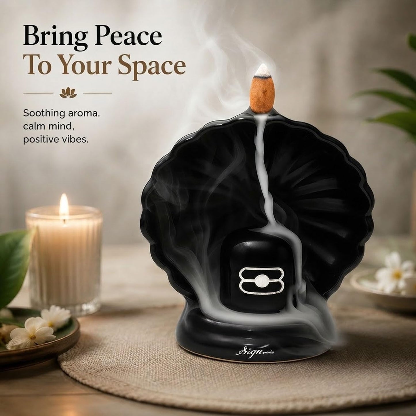 Signamio Aromatic Essence of Ceramic Shivling Shiva Backflow dhoop Smoke Fountain Incense Burner Holder with 30 Cones - Incense Holder for Meditation and Home Decor
