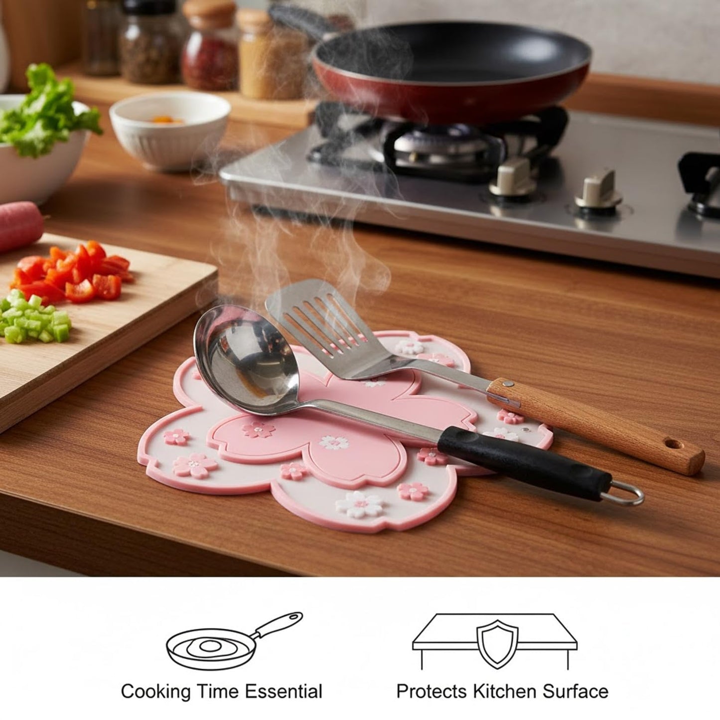 Signamio Silicone Mat for Kitchen - Star Shaped Heat Mats & Coasters for Dining Table for Hot Pots, Pack of 3 Trivet Mats, 1 Small, 1 Medium, 1 Large