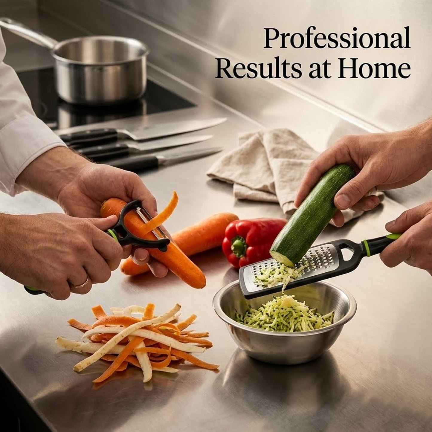 SIGNAMIO® 2 Pcs Set of Peeler and Stainless Steel Kadukas Cheese & Vegetable Grater, Slicer, Ginger Garlic Crusher, Carrot Shredder & Peeler for Kitchen