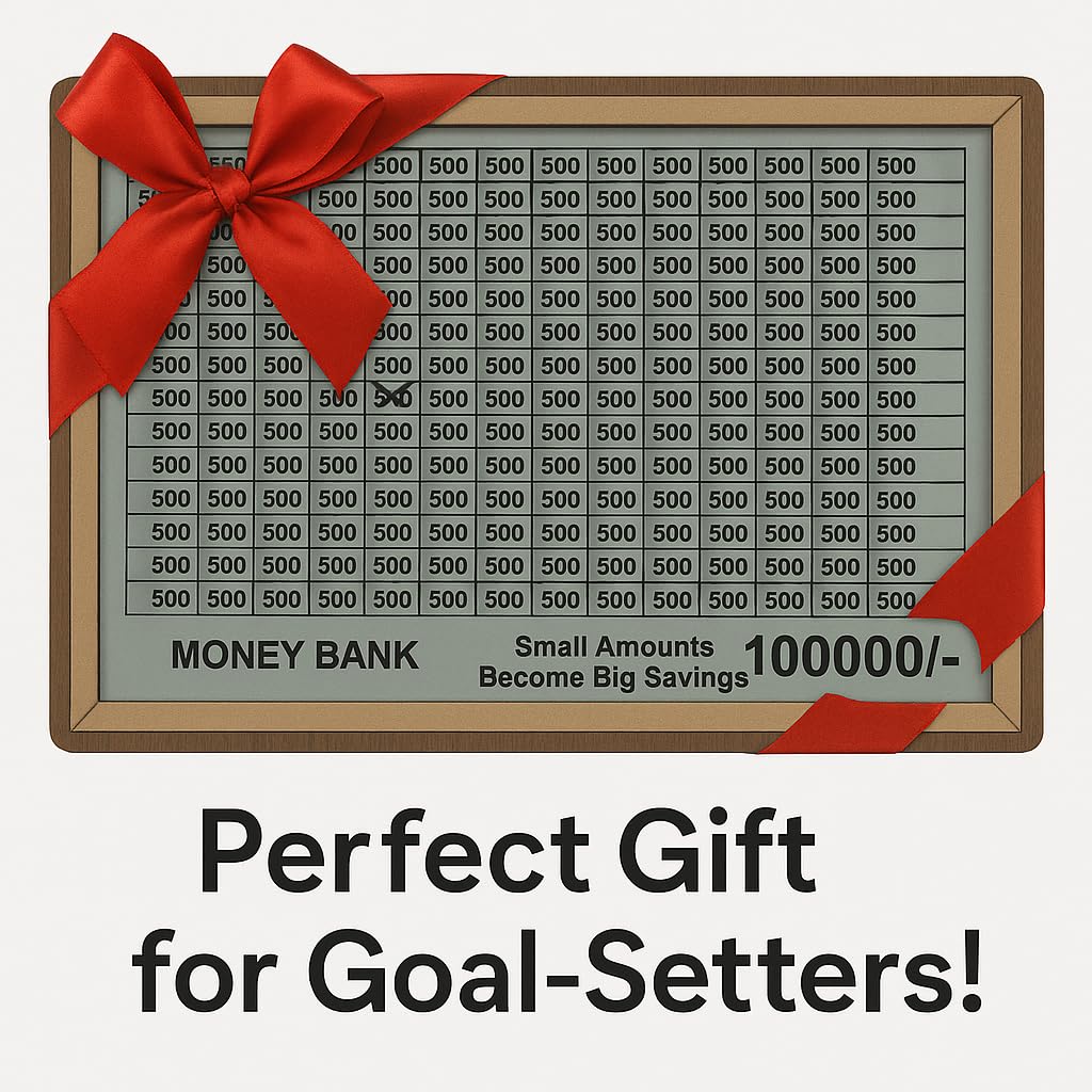 Signamio Money Saving Box for Adult 100000 - Wooden Piggy Bank 100000 with Marker Pen, Elegant Wooden Piggy Bank for Adults, Perfect Money Saving Solution and Financial Goal Achievement - Small Dn 2