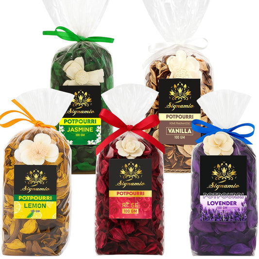SIGNAMIO Potpourri Flowers - Dry Flowers for Decoration, Scented Dry Flower Mix for Home Decor, Natural Fragrance, Floral Arrangement, Aromatic Bowl Filler, Gift Basket Filler - Multi Flavour