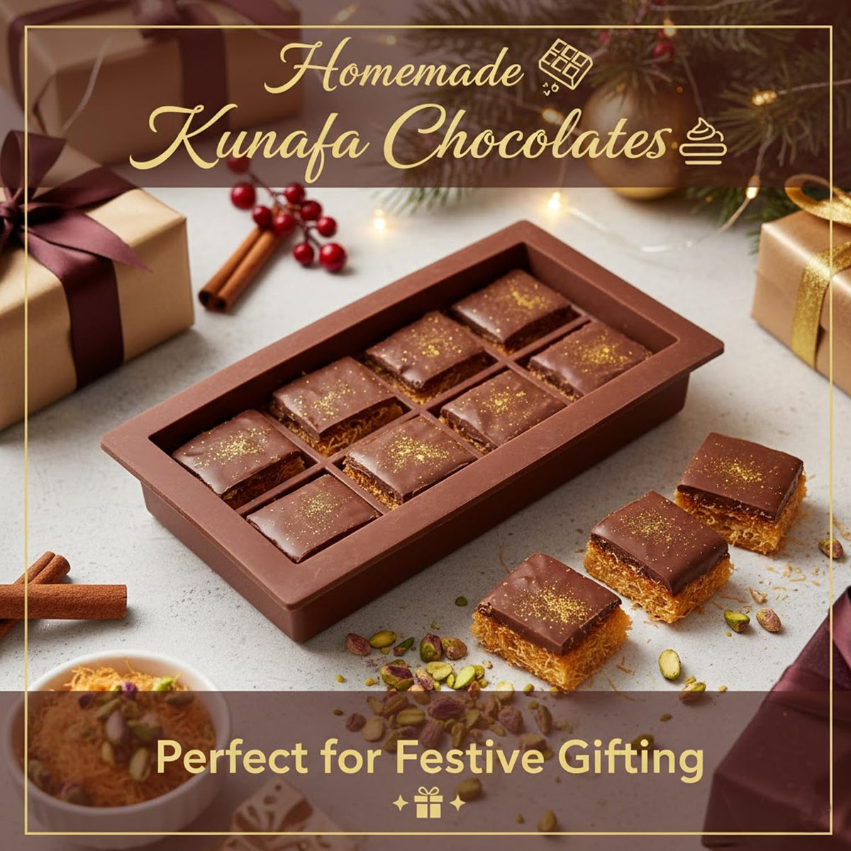 Signamio 2 Pcs Chocolate Mould Set - Heart Shape & Kunafa Shape Silicone Moulds - Premium Chocolate Silicone Mould for Baking & Crafting