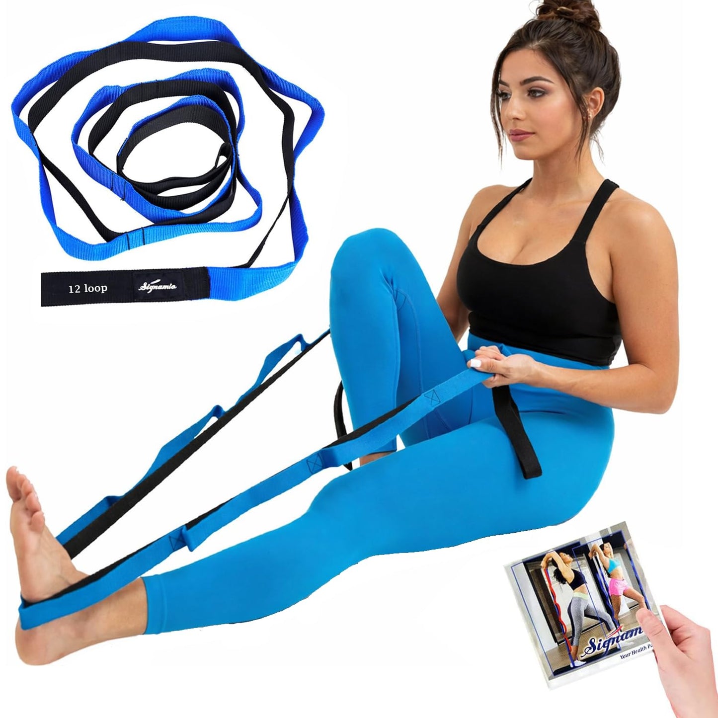 Signamio Yoga Belt for Women - Premium Stretching Belt for Exercise & Hamstring Stretch Strap - Essential Yoga Accessories for Flexibility & Strength Training-8 Loop