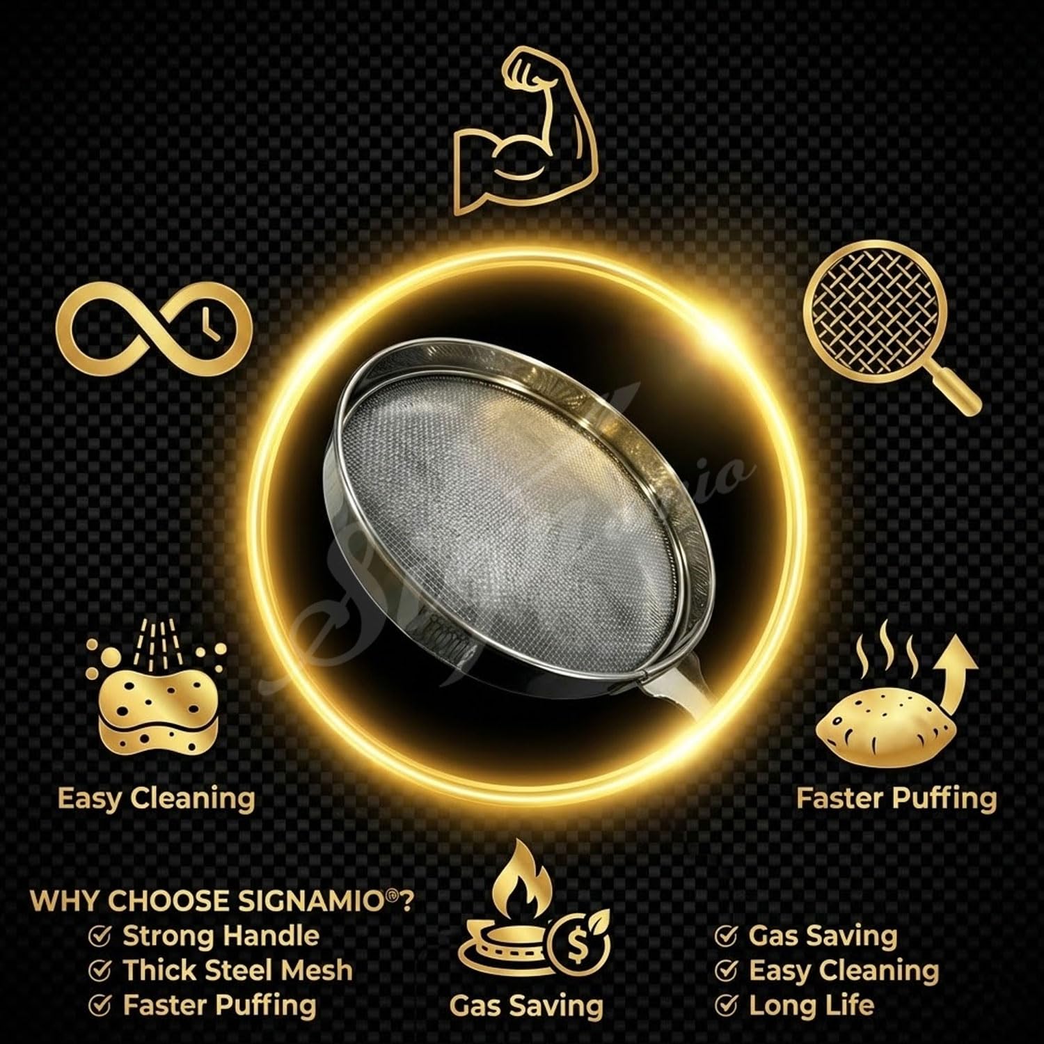 Signamio Gas Griller for Home - Phulka Grill for Gas Stove, Roti Jali, Papad Jali, Pulka Grill, Gas Roaster - Ideal Kitchen Tool for Perfect Phulka Roti and Crispy Papad - 36x20 cm