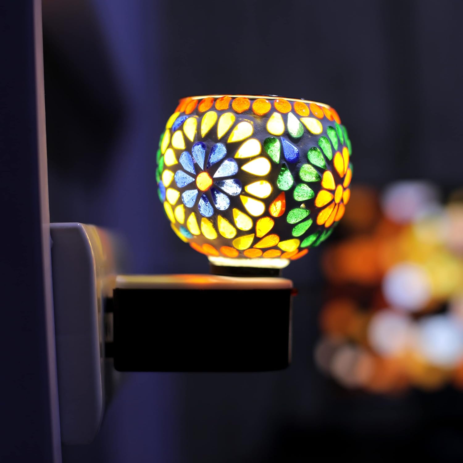 SIGNAMIO Multi Color 2 in 1 Kapoor Dani Electric Camphor Diffuser Burner & Aroma Diffuser Home Fragrance with Night Lamp, Perfect for Pooja Rooms & Daily Room Freshener Needs - DN-9