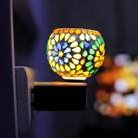 SIGNAMIO Multi Color 2 in 1 Kapoor Dani Electric Camphor Diffuser Burner & Aroma Diffuser Home Fragrance with Night Lamp, Perfect for Pooja Rooms & Daily Room Freshener Needs - DN-9