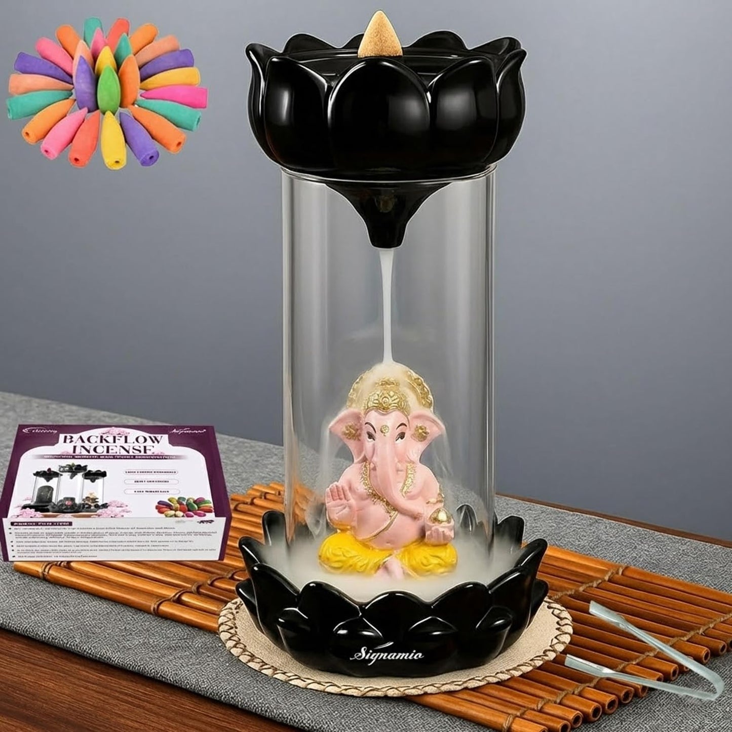 Signamio Adiyogi Shiva Backflow Smoke Fountain - Ceramic Shivling Fountain with 30 Cones, Lord Shiva Idols for Home Decor, Spiritual Mahadev Murti for Meditation and Relaxation.