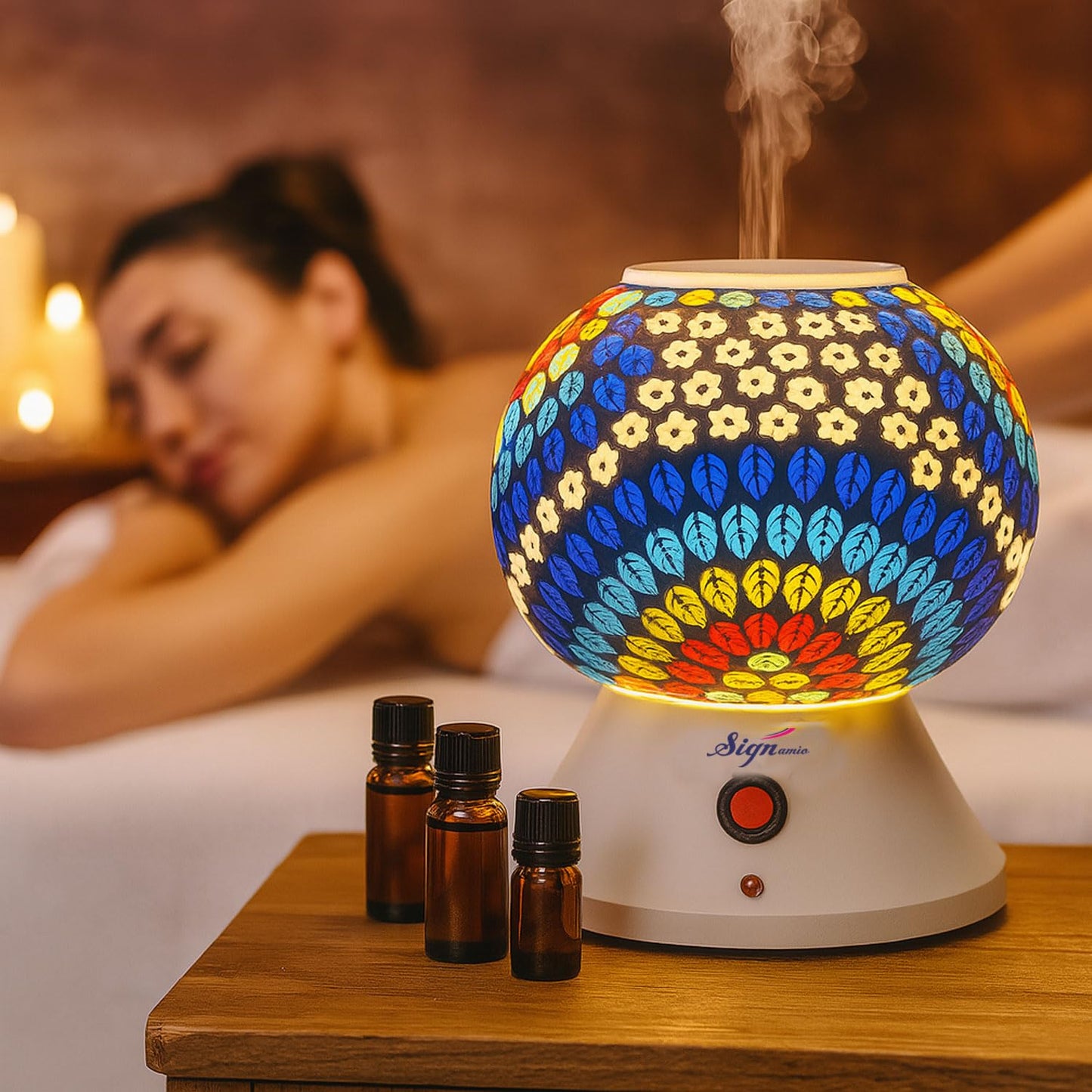 Signamio Hand Made Table Top Camphor Diffuser Burner - Kapoor Dani Electrical Aroma Oil Diffuser Night Lamp - Kapoor Machine for Home & Office DN-1 (Aroma Oils not Included)