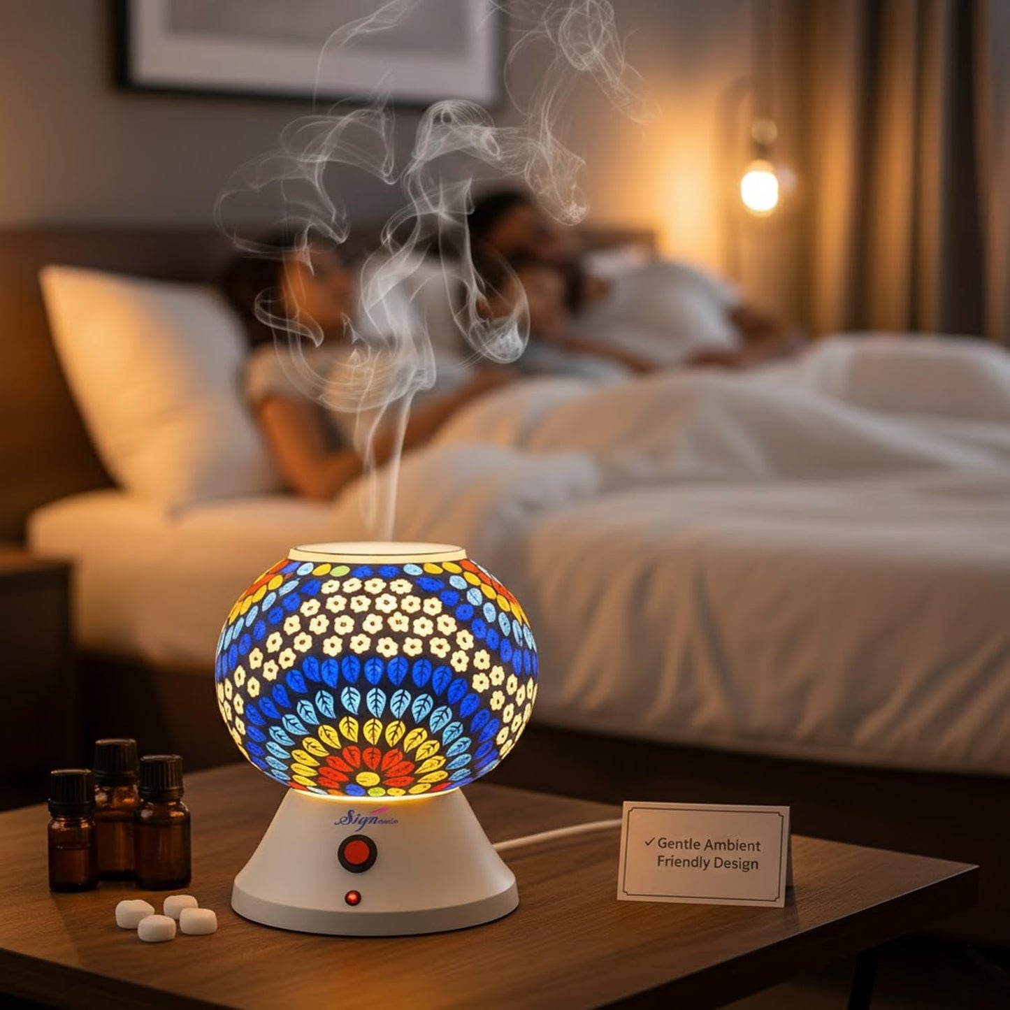 Signamio Hand Made Table Top Camphor Diffuser Burner - Kapoor Dani Electrical Aroma Oil Diffuser Night Lamp - Kapoor Machine for Home & Office DN-1 (Aroma Oils not Included)