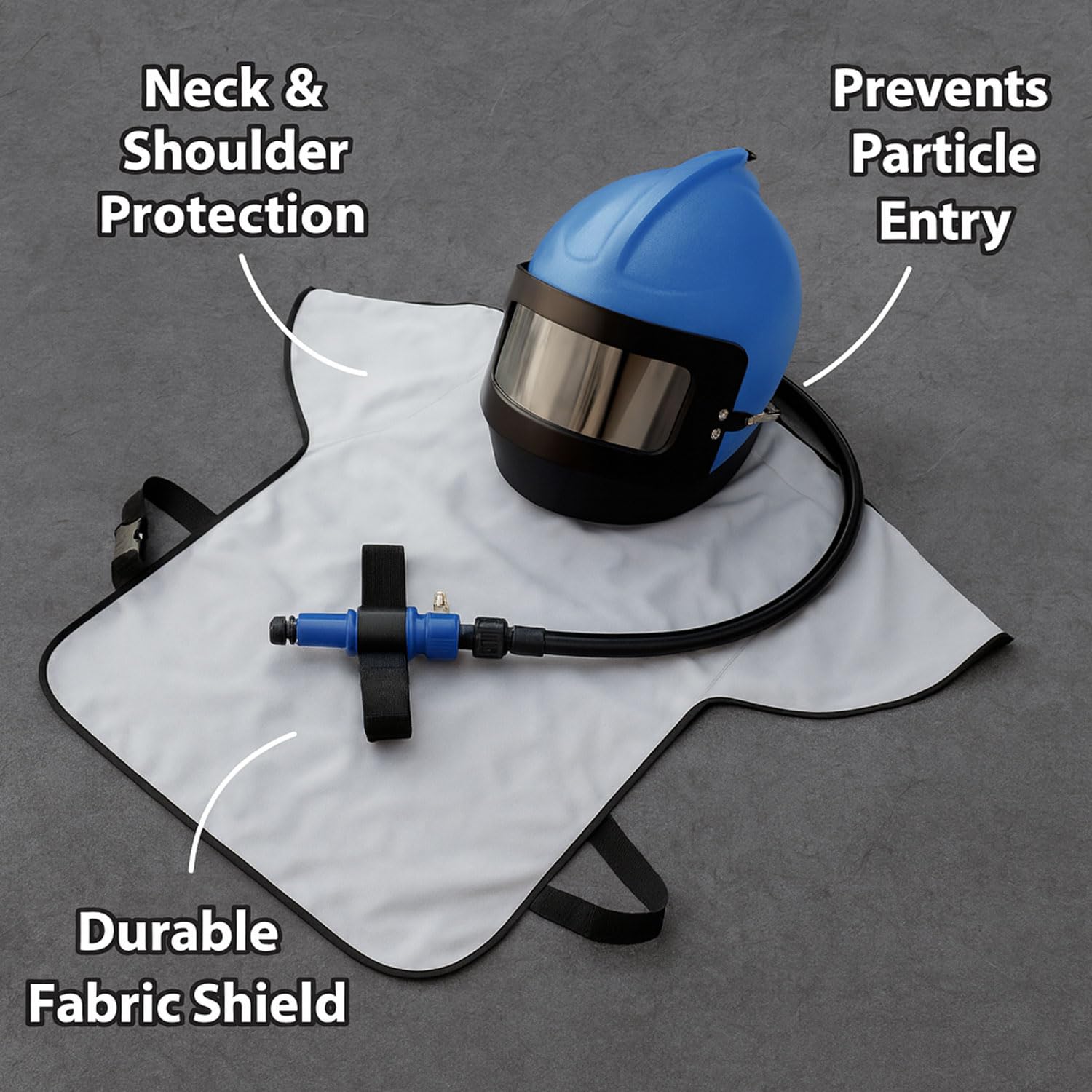 SIGNAMIO® JM Blasting Helmet Blast Cleaning Sand Blasting, Abrasive Blast- 1 Pcs- Blue - DN-2