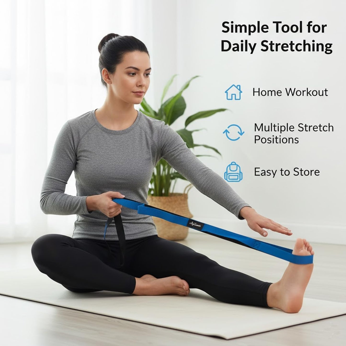 Signamio Yoga Belt for Women - Premium Stretching Belt for Exercise & Hamstring Stretch Strap - Essential Yoga Accessories for Flexibility & Strength Training-8 Loop