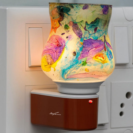 SIGNAMIO Multi Color 2 in 1 Electric Kapoor Dani Burner: Essential Home Fragrance Product & Room Freshener Diffuser with Night Lamp for Pooja Rooms, Aroma, Oil & Camphor Diffuser Capabilities-DN-24