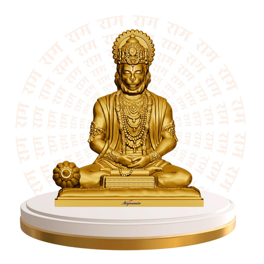 SIGNAMIO® Gold Hanuman Ji Idol Statue for Car Dashboard - Divine Bajrangbali Murti, Perfect Hindu God Gift Item and Home Puja Decoration Ideal Hanuman Murti as Car Dashboard Accessory