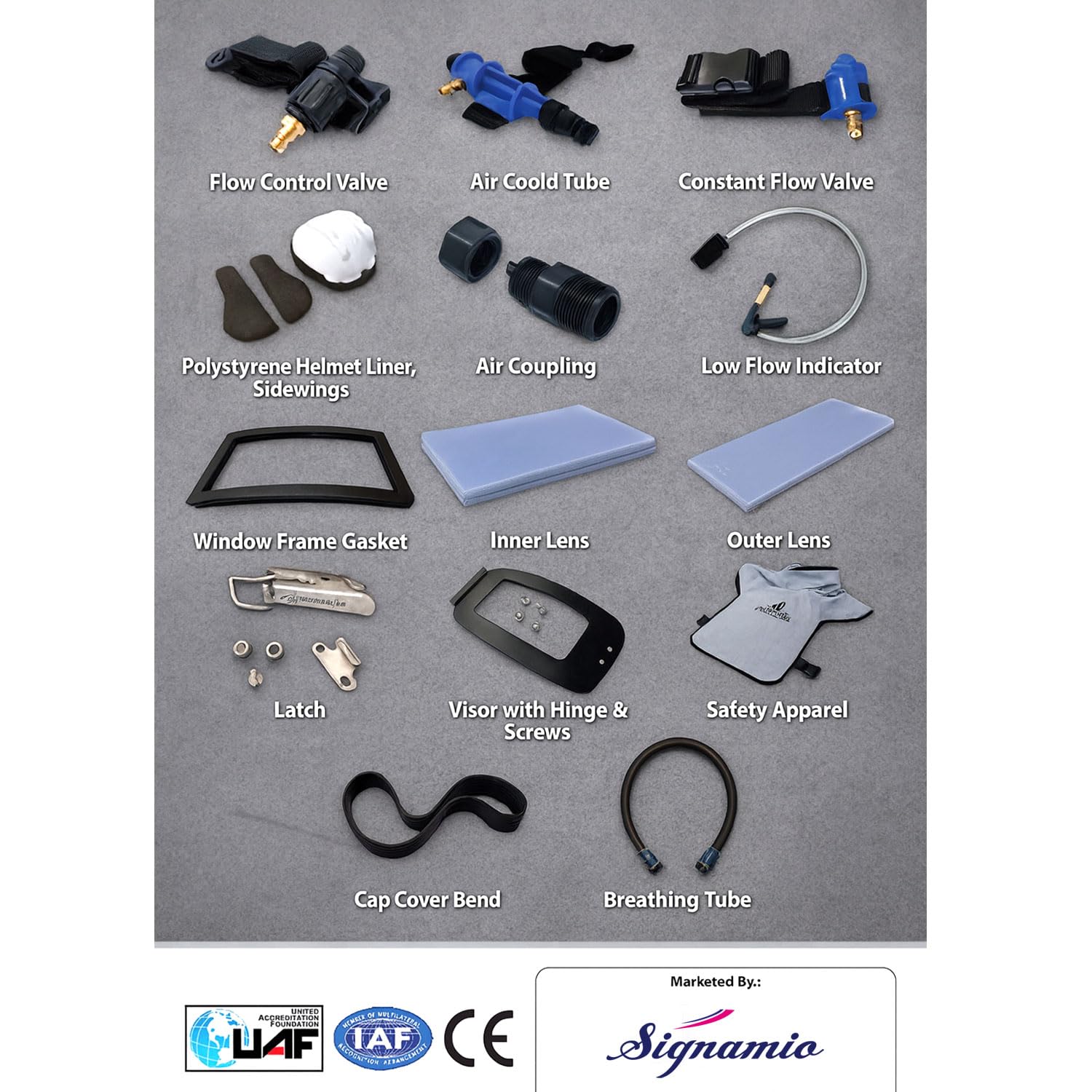 SIGNAMIO® JM Blasting Helmet Blast Cleaning Sand Blasting, Abrasive Blast- 1 Pcs- Blue - DN-2
