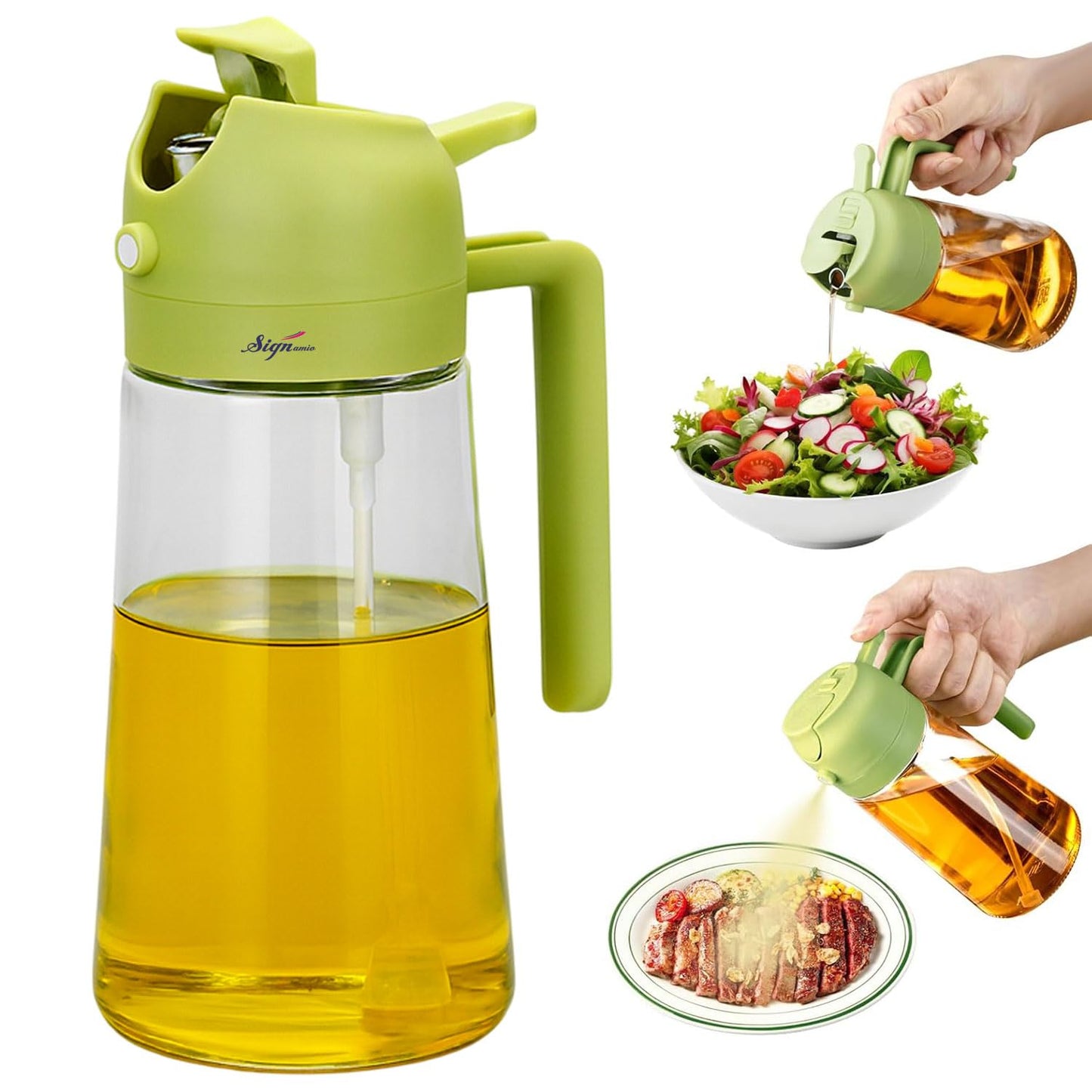 SIGNAMIO Oil Dispenser for Kitchen Stainless Steel 1 Litre | Stainless Steel Oil Bottle with Easy Pour Spout | Oil Dispenser for Kitchen Steel | Steel Oil Container for Cooking Oil & Vinegar