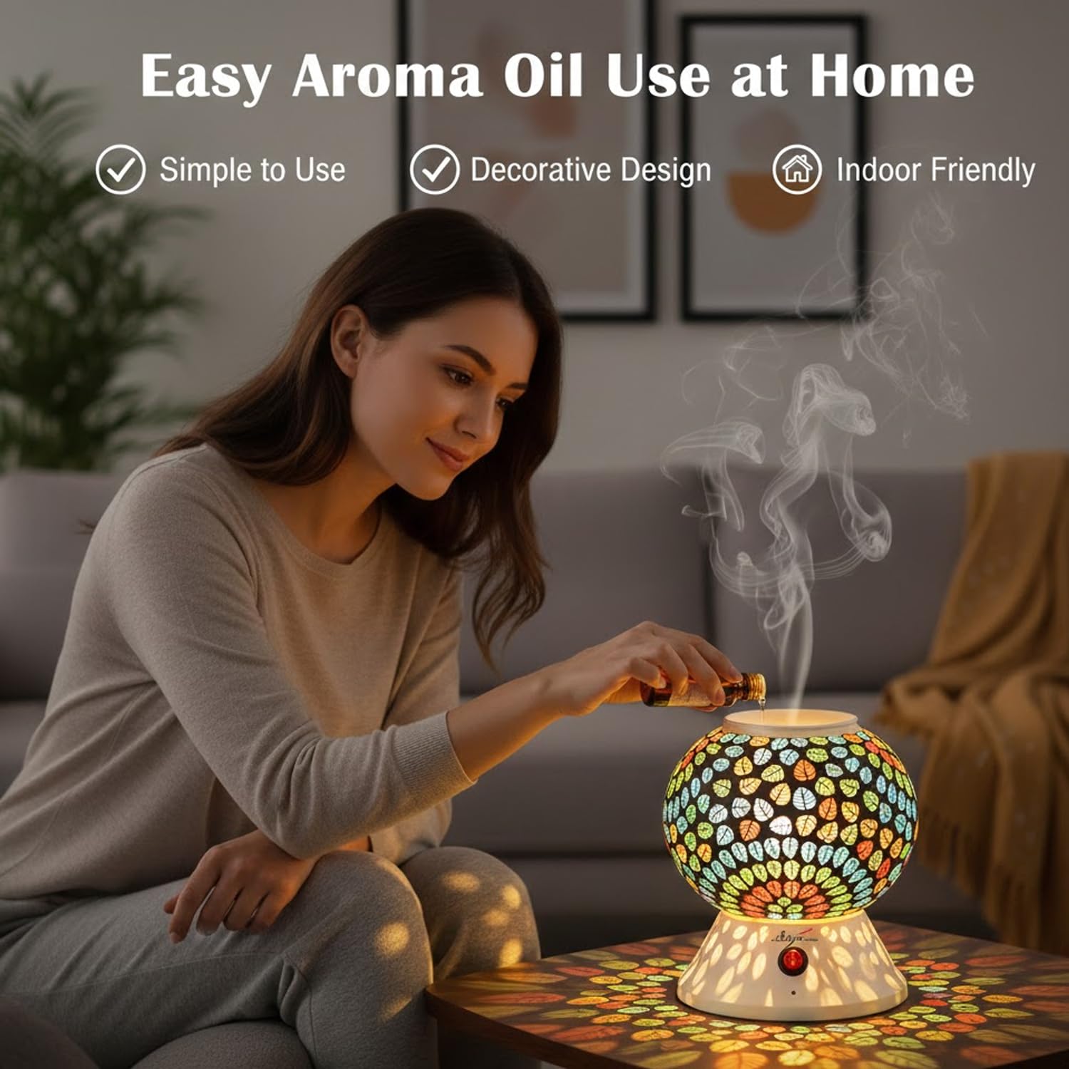 Signamio Hand Made Table Top Camphor Diffuser Burner - Kapoor Dani Electrical Aroma Oil Diffuser Night Lamp - Kapoor Machine for Home & Office DN-2 (Aroma Oils not Included)