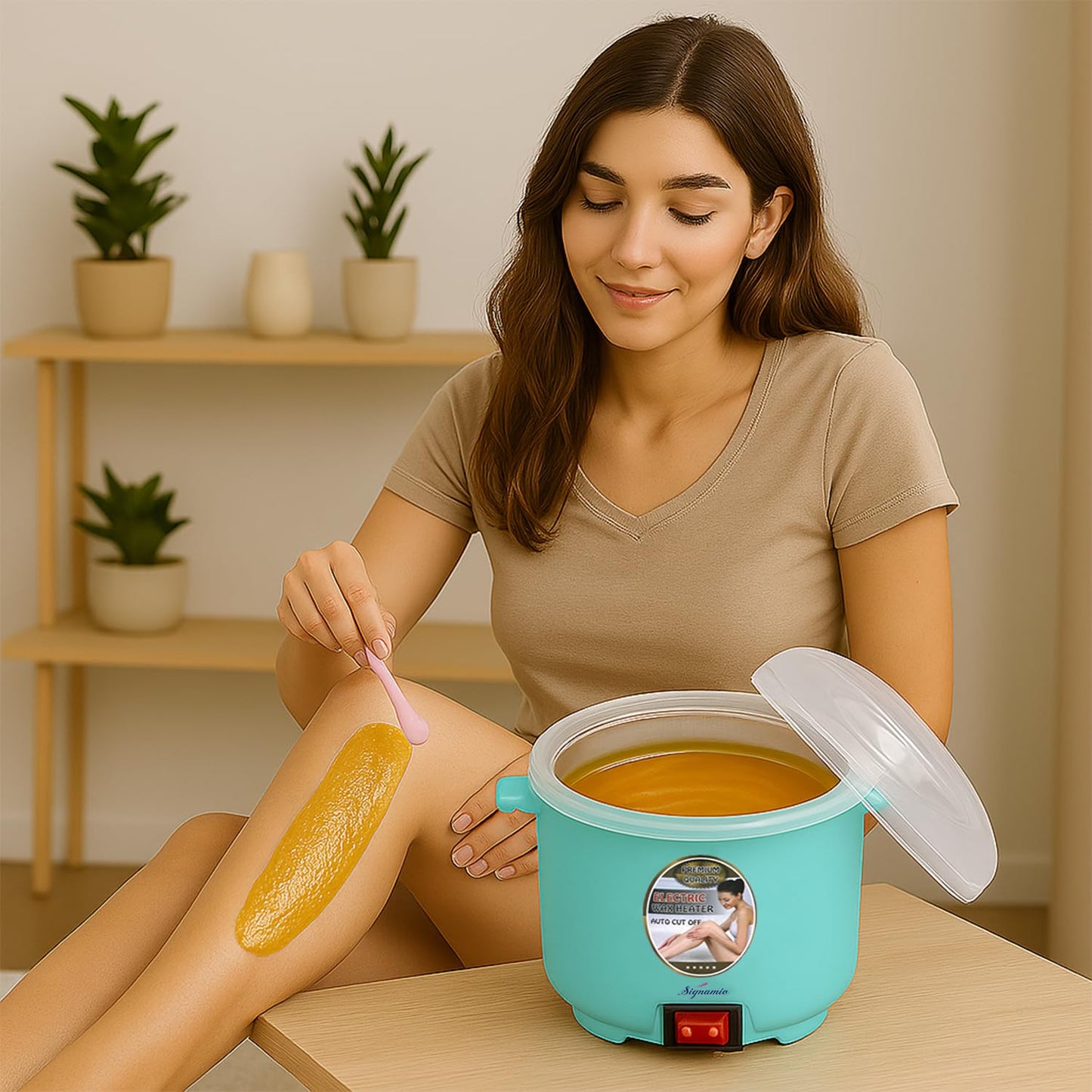 Signamio Non Stick Wax Heater for Waxing for Women - Professional Wax Heater & Wax Machine for Waxing - Fast Melting Electric Hair Removal Kit for Smooth Skin at Home or Salon - Green