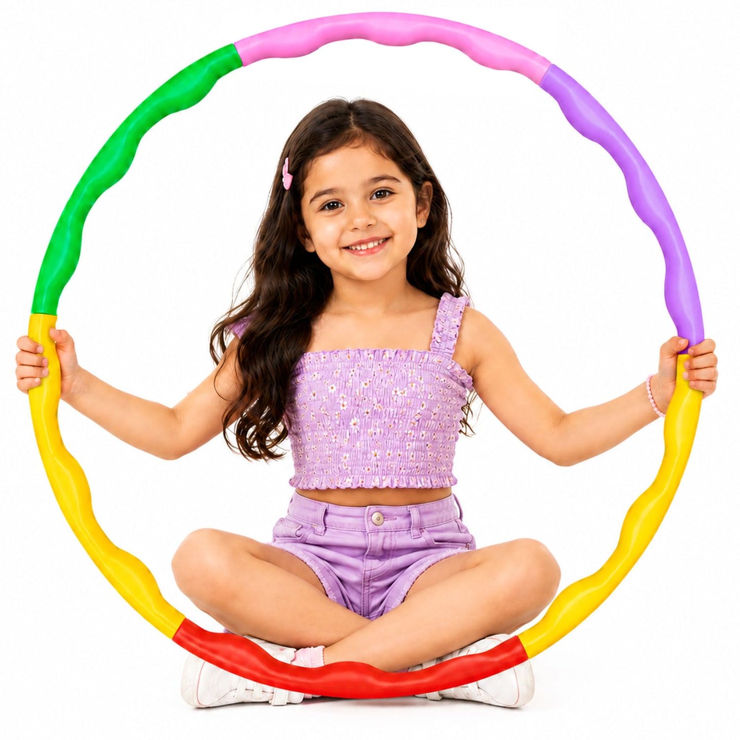 SIGNAMIO® Collapsible Hula Hoop for Weight Loss and Fitness - Inter-Lockable Pieces, Exercise Ring for Kids and Adults, Unisex Hula Hoop for Women and Men, Perfect for Gymnastics and Fun - Purple