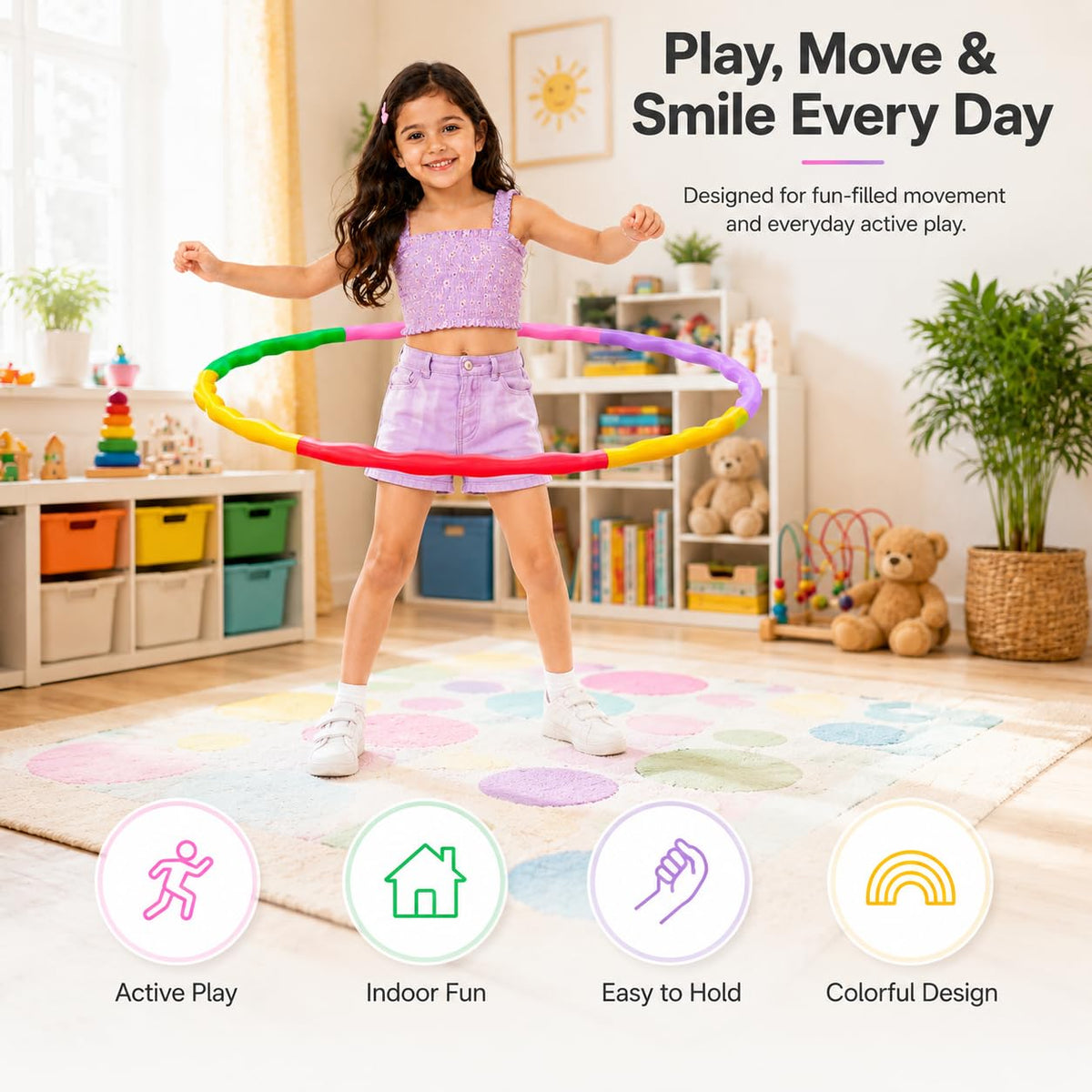 Hula Hoop for Kids, Colorful Exercise Ring for Play
