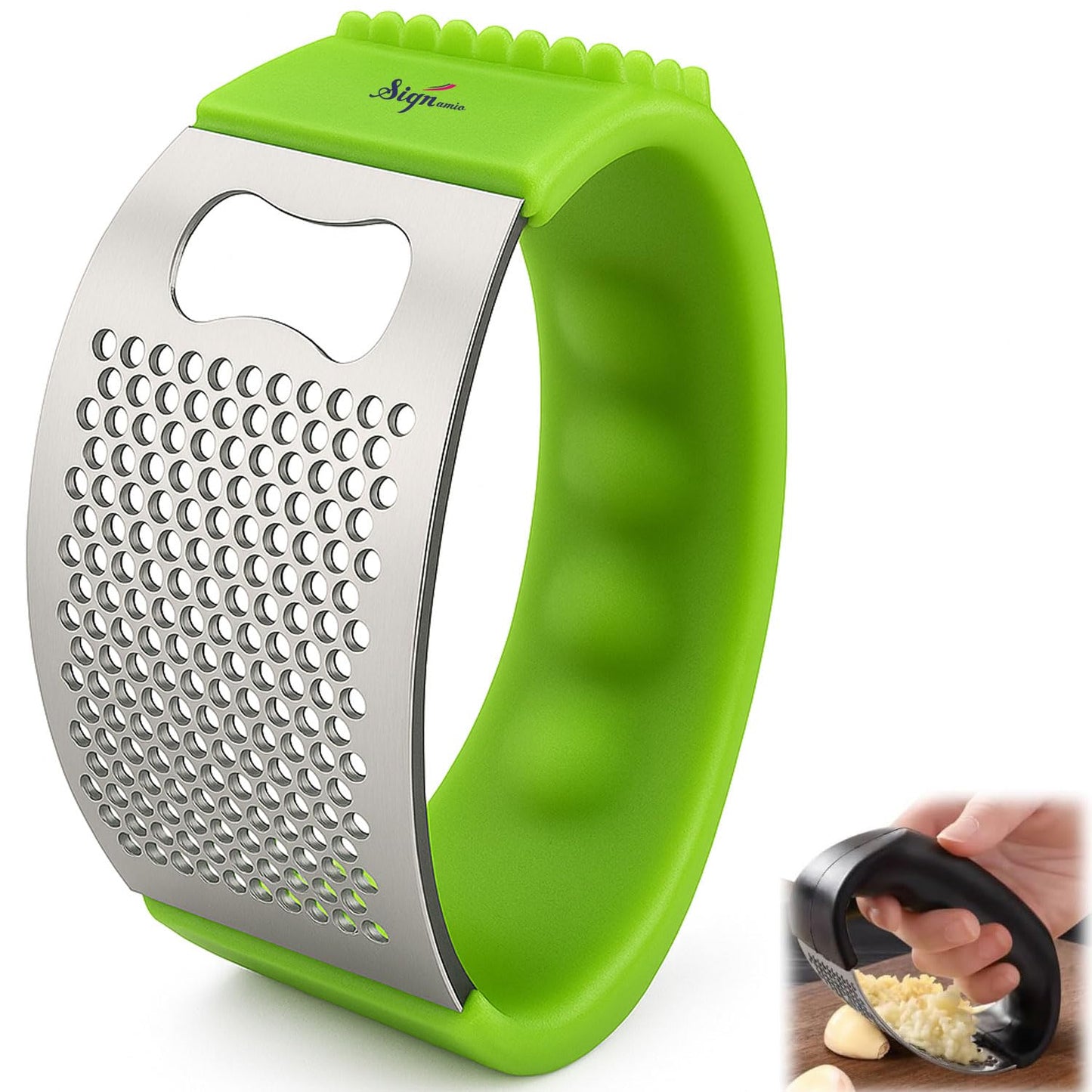 Signamio Garlic Peeler Tool - Versatile Garlic Crusher Mini Hand Press Chopper for Effortless Garlic Preparation, Durable and Easy to Clean Kitchen Essential - Black