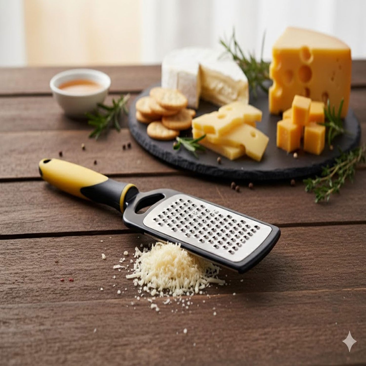 SIGNAMIO® Hand Kadukas Cheese Grater and Vegetable Shredder for Kitchen Stainless Steel Ginger Crusher, Carrot Grater, Garlic Slicer with Protective Cover (Yellow)