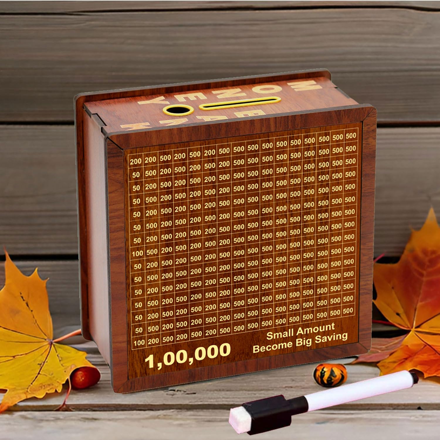 Signamio Wooden Money Saving Piggy Bank Box with Numbers - Perfect Money Saving Box for Kids and Adults, Ideal Money Bank for Girls, Gullak for Men and Women, Kiddy Savings Bank with Amount Displayed