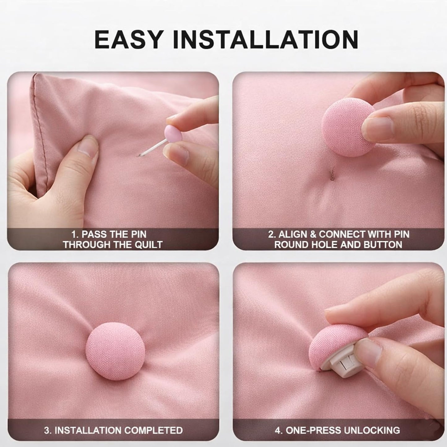 Signamio Quilt Button Fixers - 10 Pcs Set, Blanket Clips for Cover, Blanket Button Clip, Duvet Clip Holder, Secure Hold for Bedsheet, Blanket, Rajai, Ideal for Bedroom Essentials - Pink Color