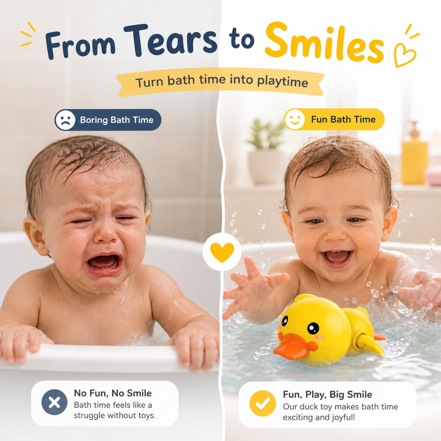 SIGNAMIO® 2 Pack of Wind Up Penguin Spinner Bath Toys for Kids Floating Water Animals, Suction Bath Tub Toys, Baby Bathing Fun, Multi-Color, Perfect Tummy Time Water Play