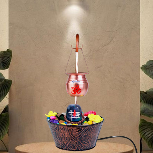 SIGNAMIO Iron Essence Of Shiva Waterfall Fountain, Aromatic Fountain, Lord Shiva Idol Shivling Incense Holder, Home Decor, Temple, Office - 17X9 Inch