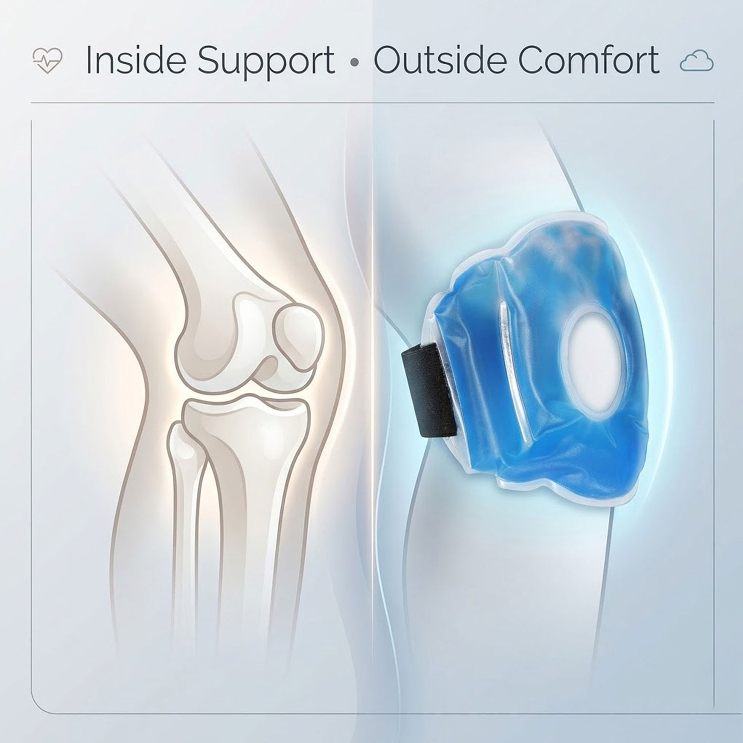 SIGNAMIO 2 Pack of Knee Pain Relief Ice Pack Wrap with Strap - Cold Gel Pad for Knee and Foot Cooling, Pain Relief Pad