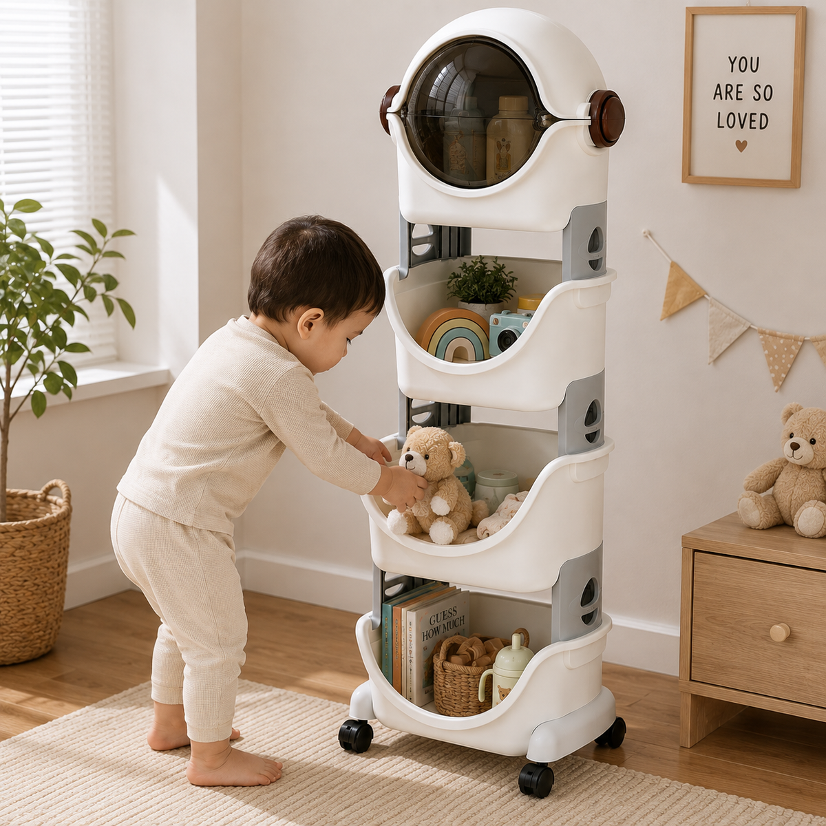 Signamio Robot Shape Organizer for Kids Large Toy Storage Box - 4 Layer