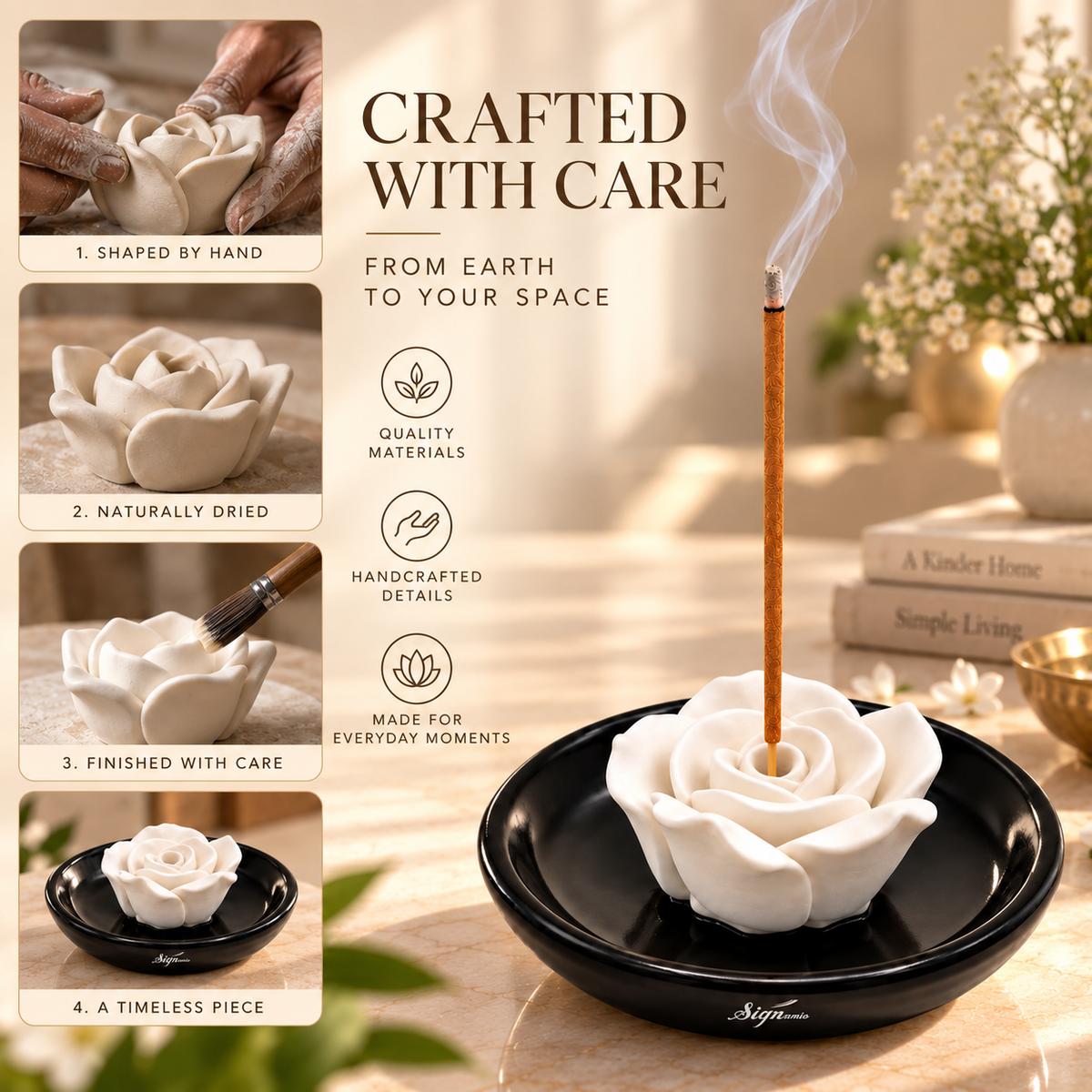 Signamio Incense Stick Agarbatti Stand Holder - Black