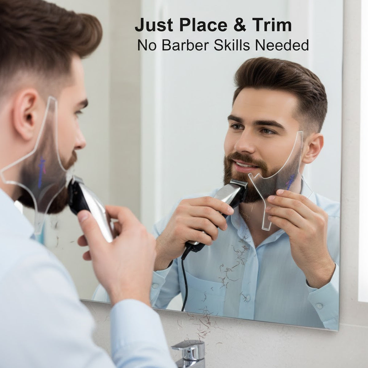 SIGNAMIO Set of 4 Multi Purpose Black/Transparent Beard Shaper tool for Men | Beard Shaping Stencil Comb for men styling shave for neck line guide - Grooming kit
