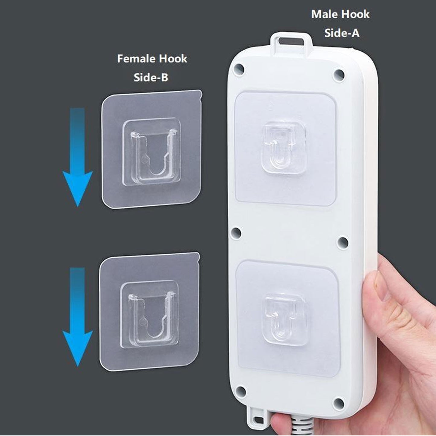 SIGNAMIO 10 Pcs Self Adhesive Wall Hooks for Hanging - Male Female Design, Heavy Duty Hooks, Perfect Adhesive Wall Hook for for Photo Frames, Wall Clock, Keys - No-Drill Installation