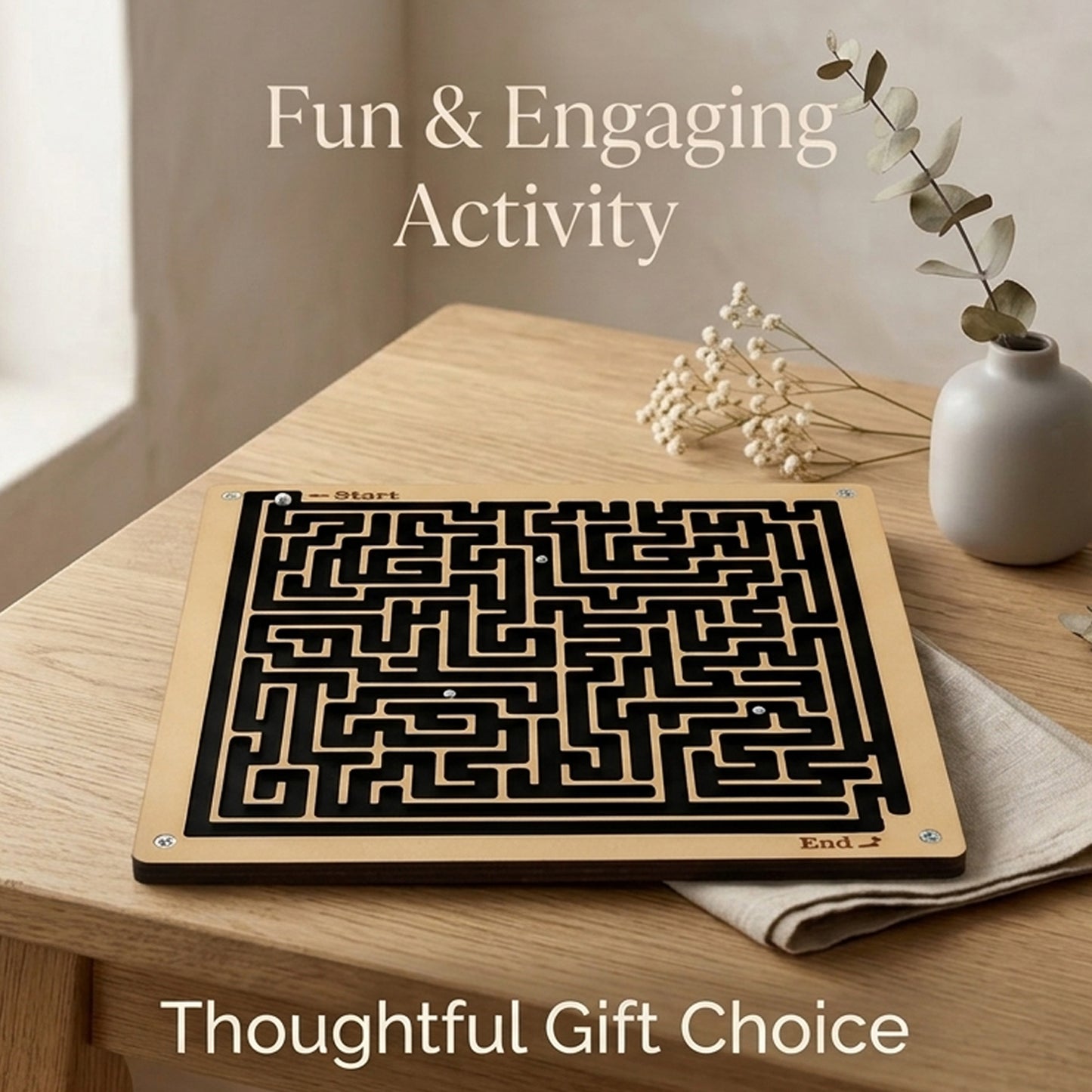 SIGNAMIO Indoor Wooden Puzzle Game Square Maze Ball - Engaging Mind Games for Kids & Adults, Perfect Brain Teaser & Time Pass Activity, Ideal Wooden Board Game for All Ages