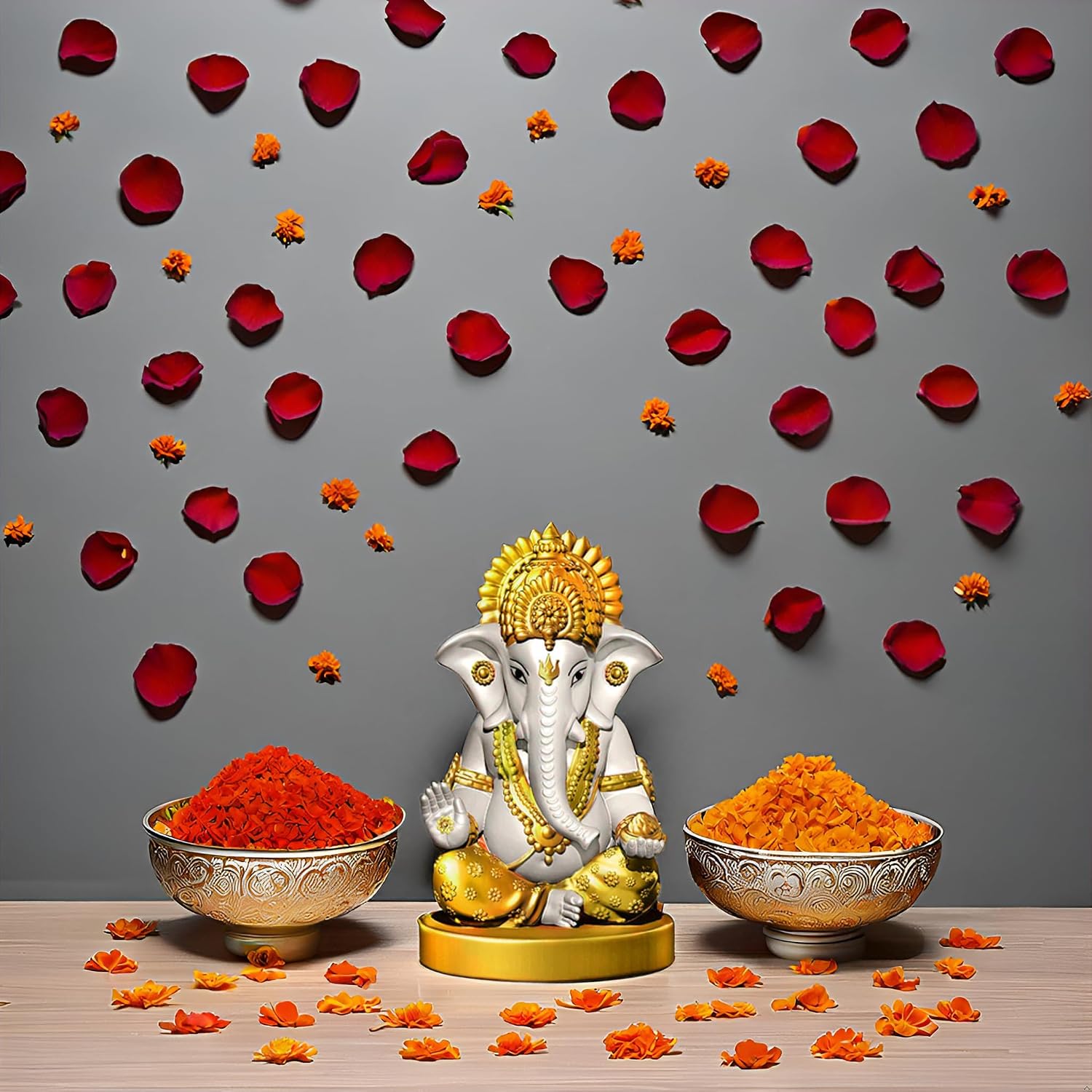 Signamio Handcrafted White Ganesha Idol for Car Dashboard Item: Ganesh Ji, Ganpati Bappa Murti for Home Decor - Exquisite Car God Idols for a Divine Touch in Your Vehicle and Home